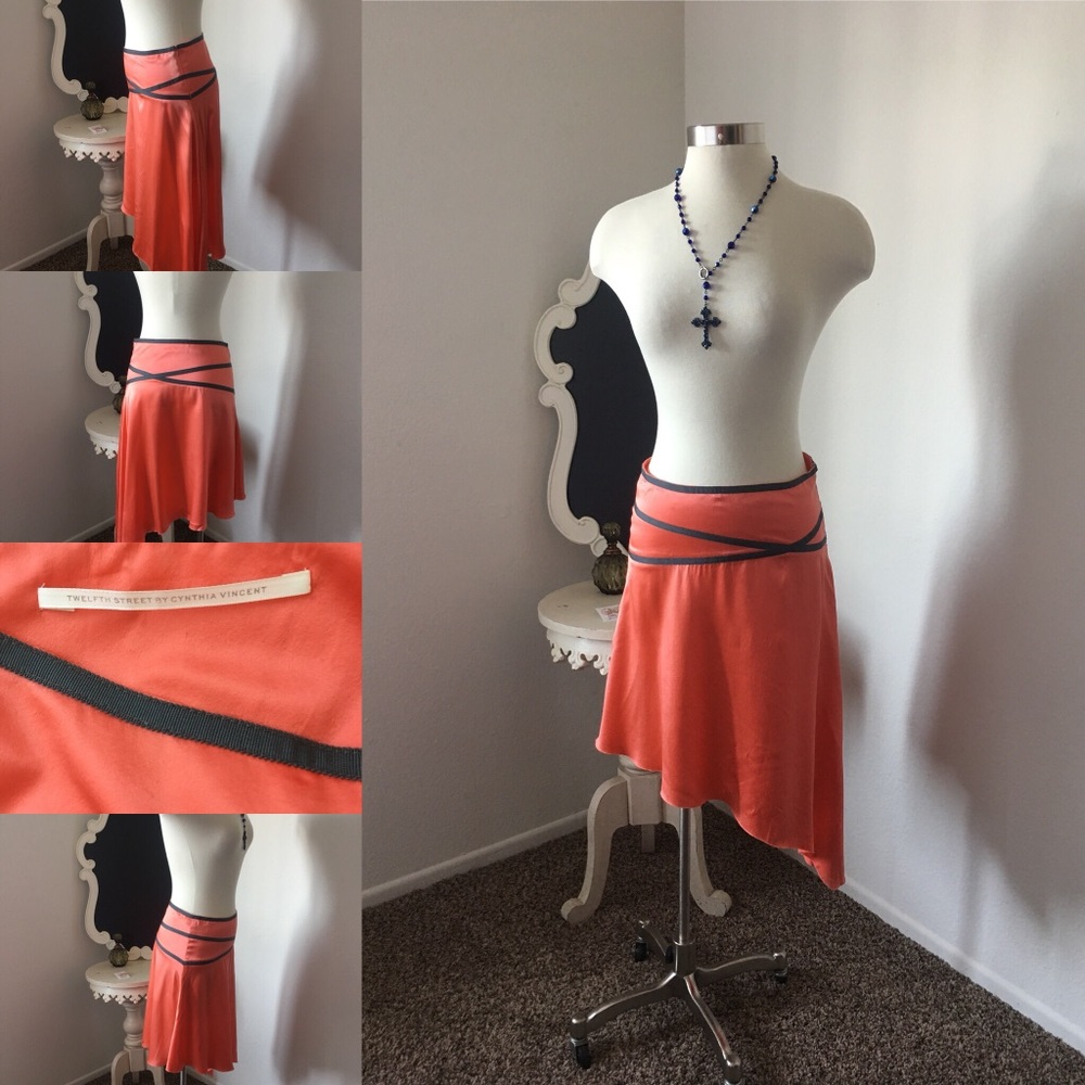 ⭐️SALE 🌺Cynthia Vincent Orange Silk Skirt